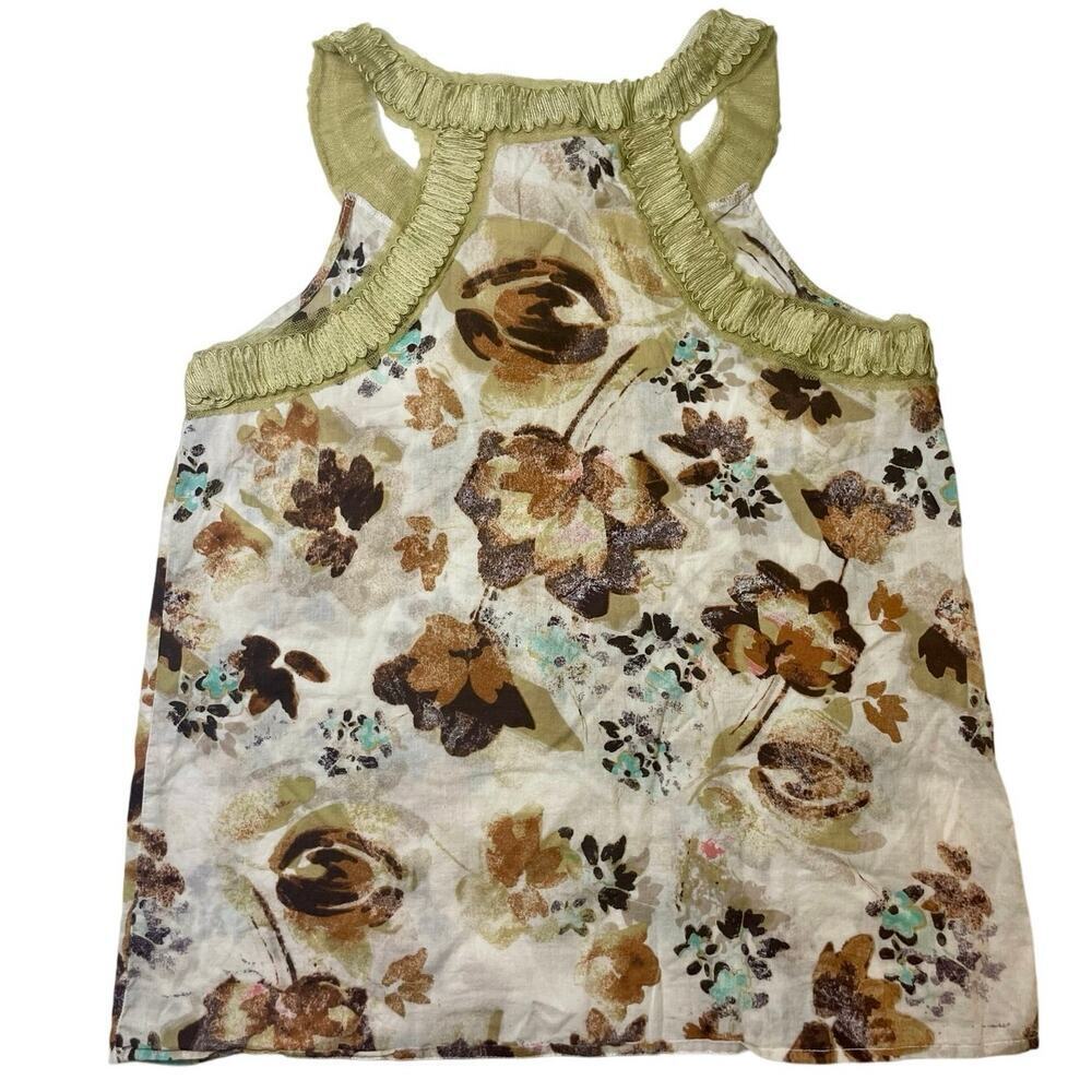 Y2K AMERICAN RAG TANK TOP GOLD BROWN FLORAL SZ S COTTON AESTHETIC FAIRY CORE - Picture 4 of 14
